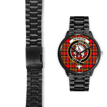 Load image into Gallery viewer, Hepburn Clans ,Black Leather watch, leather steel watch, tartan watch, tartan watches, clan watch, scotland watch, merry christmas, cyber Monday, halloween, black Friday