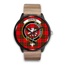 Load image into Gallery viewer, Heron Clans ,Brown Leather watch, leather steel watch, tartan watch, tartan watches, clan watch, scotland watch, merry christmas, cyber Monday, halloween, black Friday