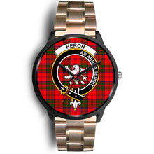 Load image into Gallery viewer, Heron Clans ,Black Leather watch, leather steel watch, tartan watch, tartan watches, clan watch, scotland watch, merry christmas, cyber Monday, halloween, black Friday