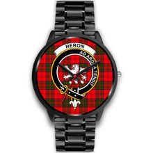 Load image into Gallery viewer, Heron Clans ,Black Metal Link watch, leather steel watch, tartan watch, tartan watches, clan watch, scotland watch, merry christmas, cyber Monday, halloween, black Friday