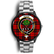 Load image into Gallery viewer, Hog Clans ,Black Metal Link watch, leather steel watch, tartan watch, tartan watches, clan watch, scotland watch, merry christmas, cyber Monday, halloween, black Friday
