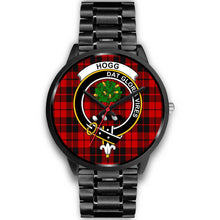 Load image into Gallery viewer, Hog Clans ,Black Metal Link watch, leather steel watch, tartan watch, tartan watches, clan watch, scotland watch, merry christmas, cyber Monday, halloween, black Friday
