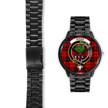Load image into Gallery viewer, Hog Clans ,Black Leather watch, leather steel watch, tartan watch, tartan watches, clan watch, scotland watch, merry christmas, cyber Monday, halloween, black Friday