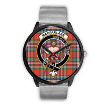 Load image into Gallery viewer, MacFarlane Ancient Clans ,Rose Gold Metal Mesh watch, leather steel watch, tartan watch, tartan watches, clan watch, scotland watch, merry christmas, cyber Monday, halloween, black Friday