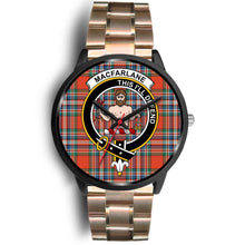 Load image into Gallery viewer, MacFarlane Ancient Clans ,Brown Leather watch, leather steel watch, tartan watch, tartan watches, clan watch, scotland watch, merry christmas, cyber Monday, halloween, black Friday