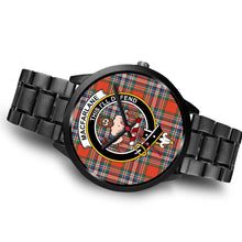 Load image into Gallery viewer, MacFarlane Ancient Clans ,Brown Leather watch, leather steel watch, tartan watch, tartan watches, clan watch, scotland watch, merry christmas, cyber Monday, halloween, black Friday