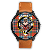 Load image into Gallery viewer, MacFarlane Ancient Clans ,White Leather watch, leather steel watch, tartan watch, tartan watches, clan watch, scotland watch, merry christmas, cyber Monday, halloween, black Friday
