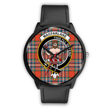 Load image into Gallery viewer, MacFarlane Ancient Clans ,Pink Leather watch, leather steel watch, tartan watch, tartan watches, clan watch, scotland watch, merry christmas, cyber Monday, halloween, black Friday