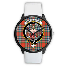 Load image into Gallery viewer, MacFarlane Ancient Clans ,Black Metal Mesh watch, leather steel watch, tartan watch, tartan watches, clan watch, scotland watch, merry christmas, cyber Monday, halloween, black Friday