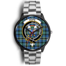 Load image into Gallery viewer, Hope Clans ,Black Metal Link watch, leather steel watch, tartan watch, tartan watches, clan watch, scotland watch, merry christmas, cyber Monday, halloween, black Friday
