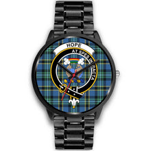 Load image into Gallery viewer, Hope Clans ,Black Metal Link watch, leather steel watch, tartan watch, tartan watches, clan watch, scotland watch, merry christmas, cyber Monday, halloween, black Friday