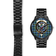 Load image into Gallery viewer, Hope Clans ,Black Leather watch, leather steel watch, tartan watch, tartan watches, clan watch, scotland watch, merry christmas, cyber Monday, halloween, black Friday