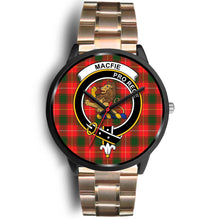 Load image into Gallery viewer, Macfie Clans ,Black Leather watch, leather steel watch, tartan watch, tartan watches, clan watch, scotland watch, merry christmas, cyber Monday, halloween, black Friday