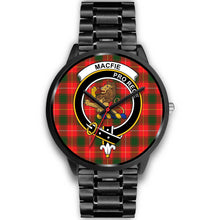 Load image into Gallery viewer, Macfie Clans ,Black Metal Link watch, leather steel watch, tartan watch, tartan watches, clan watch, scotland watch, merry christmas, cyber Monday, halloween, black Friday