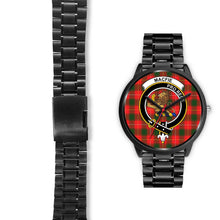 Load image into Gallery viewer, Macfie Clans ,Black Leather watch, leather steel watch, tartan watch, tartan watches, clan watch, scotland watch, merry christmas, cyber Monday, halloween, black Friday