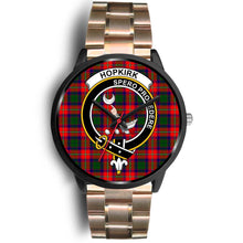 Load image into Gallery viewer, Hopkirk Tartan Clans ,Black Leather watch, leather steel watch, tartan watch, tartan watches, clan watch, scotland watch, merry christmas, cyber Monday, halloween, black Friday