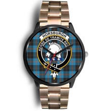 Load image into Gallery viewer, Horsburgh Clans ,Black Leather watch, leather steel watch, tartan watch, tartan watches, clan watch, scotland watch, merry christmas, cyber Monday, halloween, black Friday