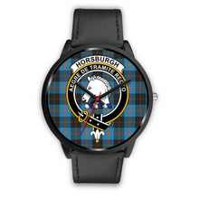Load image into Gallery viewer, Horsburgh Clans ,Black Metal Mesh watch, leather steel watch, tartan watch, tartan watches, clan watch, scotland watch, merry christmas, cyber Monday, halloween, black Friday