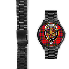Load image into Gallery viewer, MacGillivray Modern Clans ,Black Leather watch, leather steel watch, tartan watch, tartan watches, clan watch, scotland watch, merry christmas, cyber Monday, halloween, black Friday