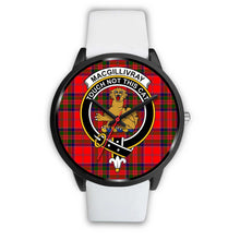 Load image into Gallery viewer, MacGillivray Modern Clans ,White Leather watch, leather steel watch, tartan watch, tartan watches, clan watch, scotland watch, merry christmas, cyber Monday, halloween, black Friday
