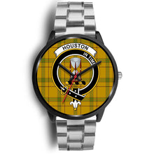 Load image into Gallery viewer, Houston Clans ,Black Metal Link watch, leather steel watch, tartan watch, tartan watches, clan watch, scotland watch, merry christmas, cyber Monday, halloween, black Friday