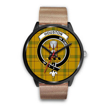 Load image into Gallery viewer, Houston Clans ,Brown Leather watch, leather steel watch, tartan watch, tartan watches, clan watch, scotland watch, merry christmas, cyber Monday, halloween, black Friday