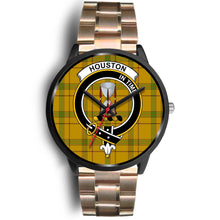 Load image into Gallery viewer, Houston Clans ,Black Leather watch, leather steel watch, tartan watch, tartan watches, clan watch, scotland watch, merry christmas, cyber Monday, halloween, black Friday