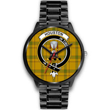 Load image into Gallery viewer, Houston Clans ,Black Metal Link watch, leather steel watch, tartan watch, tartan watches, clan watch, scotland watch, merry christmas, cyber Monday, halloween, black Friday