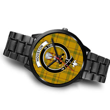 Load image into Gallery viewer, Houston Clans ,Brown Leather watch, leather steel watch, tartan watch, tartan watches, clan watch, scotland watch, merry christmas, cyber Monday, halloween, black Friday