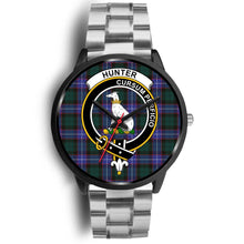 Load image into Gallery viewer, Hunter Modern Clans ,Black Metal Link watch, leather steel watch, tartan watch, tartan watches, clan watch, scotland watch, merry christmas, cyber Monday, halloween, black Friday