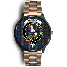 Load image into Gallery viewer, Hunter Modern Clans ,Black Leather watch, leather steel watch, tartan watch, tartan watches, clan watch, scotland watch, merry christmas, cyber Monday, halloween, black Friday