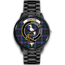 Load image into Gallery viewer, Hunter Modern Clans ,Black Metal Link watch, leather steel watch, tartan watch, tartan watches, clan watch, scotland watch, merry christmas, cyber Monday, halloween, black Friday