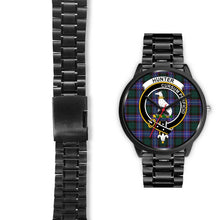 Load image into Gallery viewer, Hunter Modern Clans ,Black Leather watch, leather steel watch, tartan watch, tartan watches, clan watch, scotland watch, merry christmas, cyber Monday, halloween, black Friday