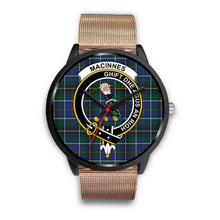 Load image into Gallery viewer, MacInnes Modern Clans ,Brown Leather watch, leather steel watch, tartan watch, tartan watches, clan watch, scotland watch, merry christmas, cyber Monday, halloween, black Friday