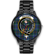 Load image into Gallery viewer, MacInnes Modern Clans ,Black Metal Link watch, leather steel watch, tartan watch, tartan watches, clan watch, scotland watch, merry christmas, cyber Monday, halloween, black Friday