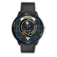 Load image into Gallery viewer, MacInnes Modern Clans ,Black Metal Mesh watch, leather steel watch, tartan watch, tartan watches, clan watch, scotland watch, merry christmas, cyber Monday, halloween, black Friday