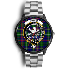 Load image into Gallery viewer, Inglis Modern Clans ,Black Metal Link watch, leather steel watch, tartan watch, tartan watches, clan watch, scotland watch, merry christmas, cyber Monday, halloween, black Friday