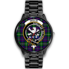 Load image into Gallery viewer, Inglis Modern Clans ,Black Metal Link watch, leather steel watch, tartan watch, tartan watches, clan watch, scotland watch, merry christmas, cyber Monday, halloween, black Friday