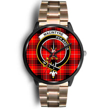 Load image into Gallery viewer, MacIntyre Modern Clans ,Black Leather watch, leather steel watch, tartan watch, tartan watches, clan watch, scotland watch, merry christmas, cyber Monday, halloween, black Friday
