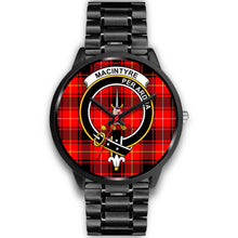 Load image into Gallery viewer, MacIntyre Modern Clans ,Black Metal Link watch, leather steel watch, tartan watch, tartan watches, clan watch, scotland watch, merry christmas, cyber Monday, halloween, black Friday