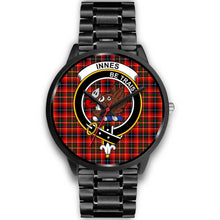 Load image into Gallery viewer, Innes Modern Clans ,Black Metal Link watch, leather steel watch, tartan watch, tartan watches, clan watch, scotland watch, merry christmas, cyber Monday, halloween, black Friday