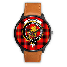 Load image into Gallery viewer, MacIver Clans ,Pink Leather watch, leather steel watch, tartan watch, tartan watches, clan watch, scotland watch, merry christmas, cyber Monday, halloween, black Friday