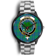 Load image into Gallery viewer, Irvine Ancient Clans ,Black Metal Link watch, leather steel watch, tartan watch, tartan watches, clan watch, scotland watch, merry christmas, cyber Monday, halloween, black Friday
