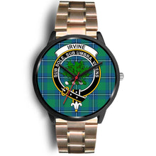 Load image into Gallery viewer, Irvine Ancient Clans ,Black Leather watch, leather steel watch, tartan watch, tartan watches, clan watch, scotland watch, merry christmas, cyber Monday, halloween, black Friday