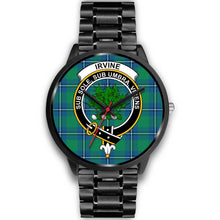Load image into Gallery viewer, Irvine Ancient Clans ,Black Metal Link watch, leather steel watch, tartan watch, tartan watches, clan watch, scotland watch, merry christmas, cyber Monday, halloween, black Friday