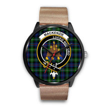 Load image into Gallery viewer, MacKenzie Modern Clans ,Brown Leather watch, leather steel watch, tartan watch, tartan watches, clan watch, scotland watch, merry christmas, cyber Monday, halloween, black Friday