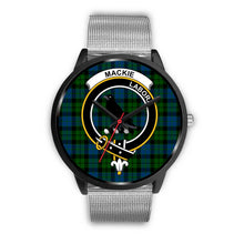 Load image into Gallery viewer, MacKie Clans ,Rose Gold Metal Link watch, leather steel watch, tartan watch, tartan watches, clan watch, scotland watch, merry christmas, cyber Monday, halloween, black Friday