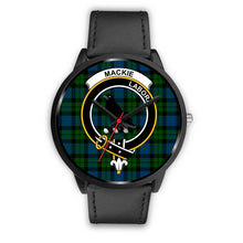 Load image into Gallery viewer, MacKie Clans ,Black Metal Mesh watch, leather steel watch, tartan watch, tartan watches, clan watch, scotland watch, merry christmas, cyber Monday, halloween, black Friday