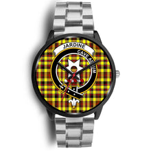 Load image into Gallery viewer, Jardine Clans ,Black Metal Link watch, leather steel watch, tartan watch, tartan watches, clan watch, scotland watch, merry christmas, cyber Monday, halloween, black Friday