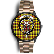 Load image into Gallery viewer, Jardine Clans ,Black Leather watch, leather steel watch, tartan watch, tartan watches, clan watch, scotland watch, merry christmas, cyber Monday, halloween, black Friday